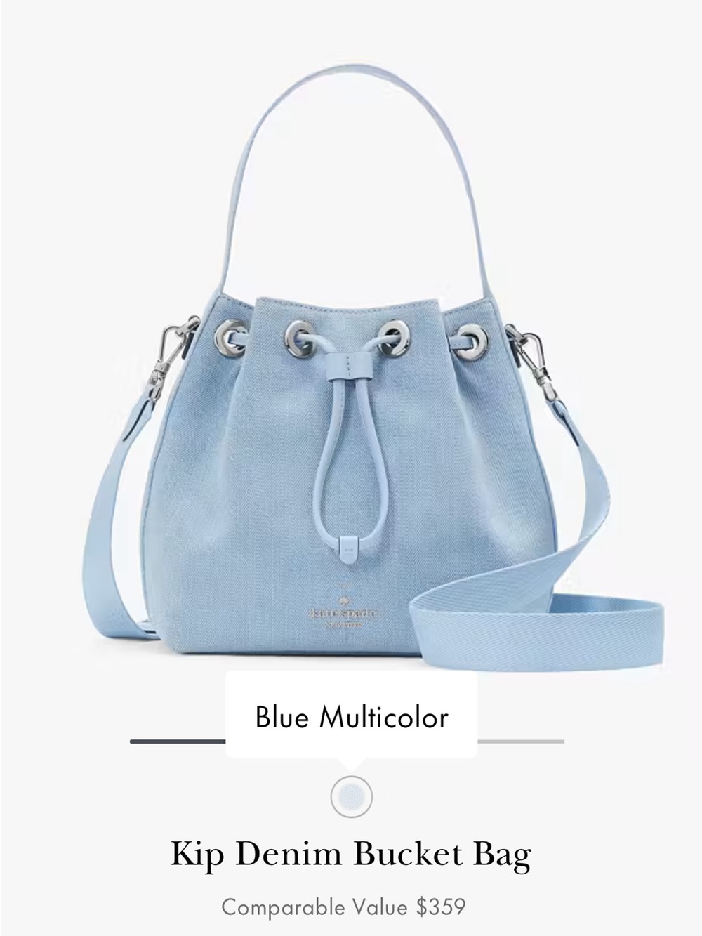 NEW Kate Spade Light Blue Denim Bucket Bag